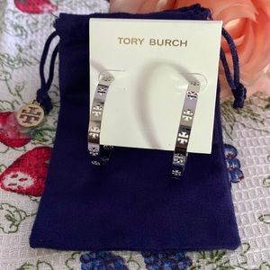 Tory Burch silver T logo earrings
